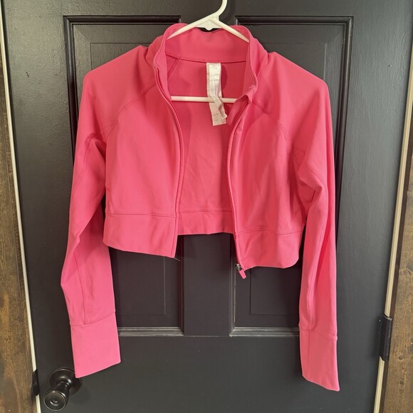Fabletics Neon Pink Crop Fitted Athletic Jacket Size Medium - Picture 6 of 15